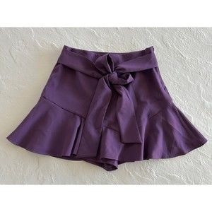 Zara Purple Bermuda Skort Tie Belt Flare Mini